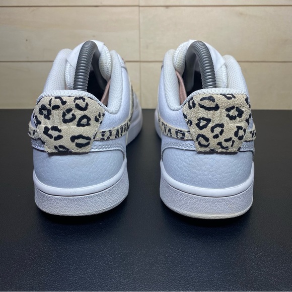 Nike Court Vision Leopard Swoosh Women's Size 7.5 Shoes White Leather DD9665-100 - Picture 6 of 11